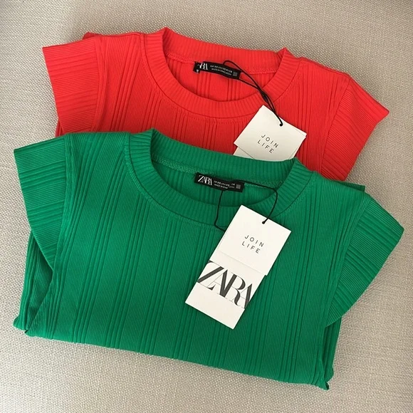 Two ZARA Capped-sleeve Mini-dresses - SZ XS - NWT - Picture 3 of 5